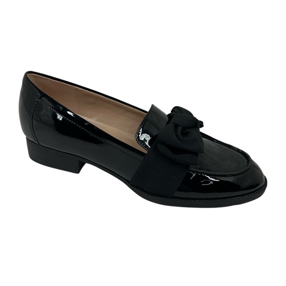 NEW Bandolino Women's Lindio Bow Slip On Loafers Black Patent Size 7.5M - Picture 1 of 13